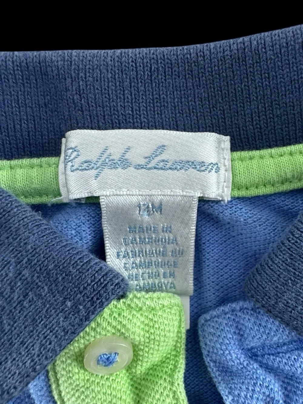 Ralph Lauren Colorblock Polo Romper - Blue, Yellow, Mint